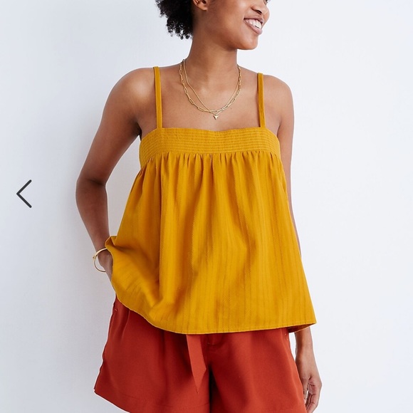 Madewell Tops - Madewell Stitched Swing Tank in Textured Stripe. Orange. Size 8.
